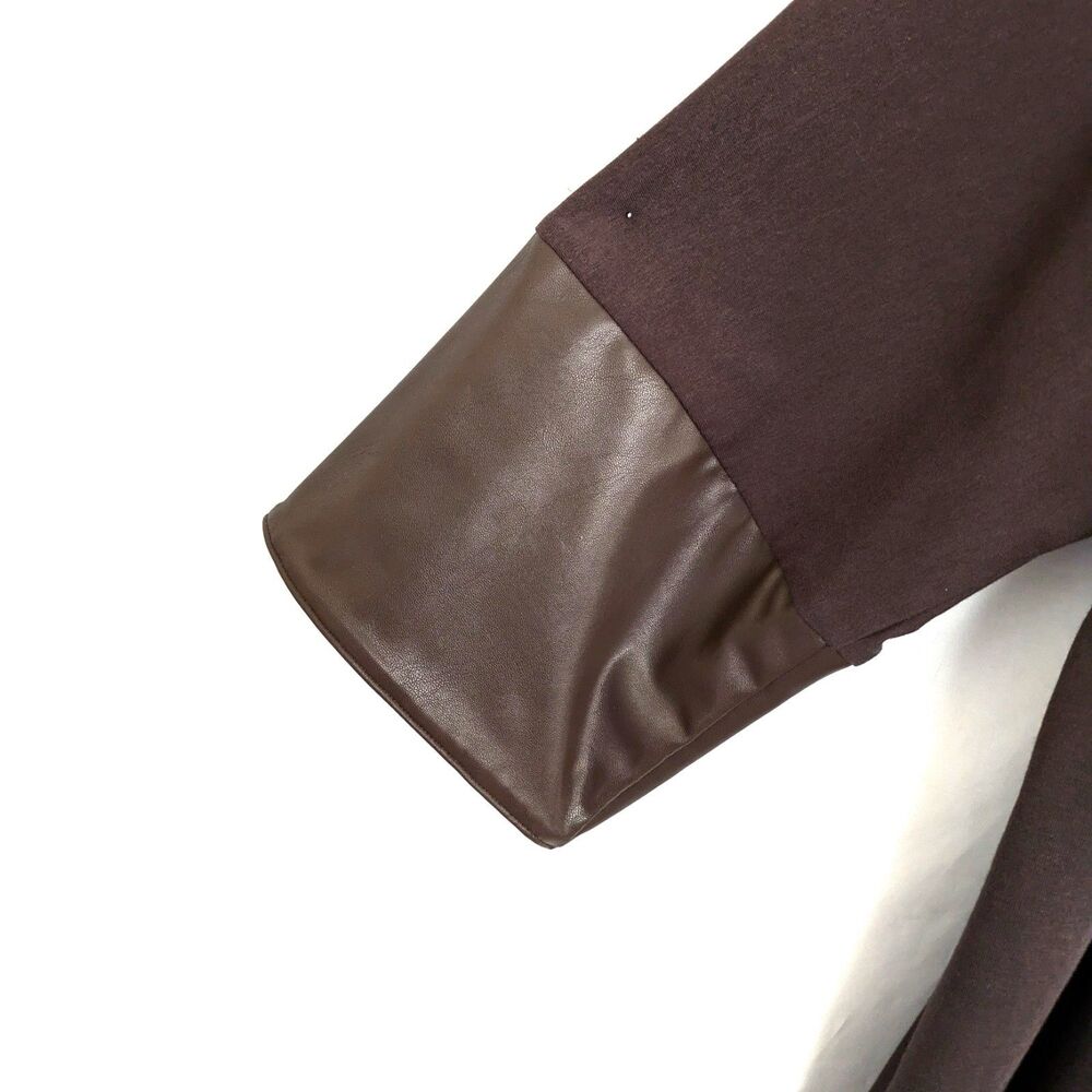 Belle by Kim Gravel TripleLuxe Knit Top with Faux Leather Cuffs M Stretch - Picture 9 of 14